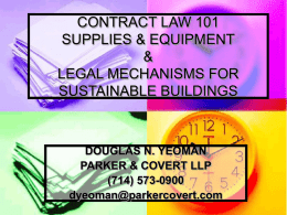 CONTRACTS 101 SUPPLIES & EQUIPMENT