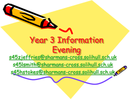 Year 5 Information Evening - Sharmans Cross Junior School