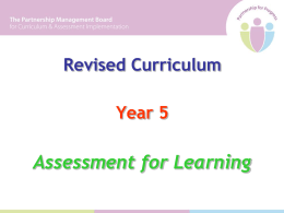 Assessment for Learning - WELB Curriculum and Advisory