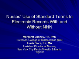 Nurses’ Use of Standard Terms In Electronic Records With