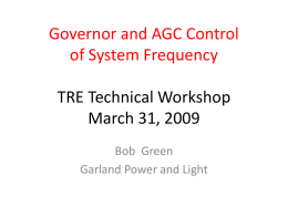 Governor and AGC Control - Texas Reliability Entity