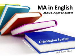 MA in English (Applied English Linguistics)