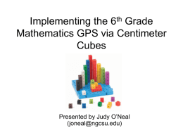 Implementing the 6th Grade GPS via Manipulatives 1