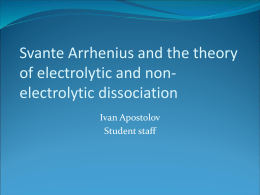 Arrhenius Theory of Electrolytic dissociation