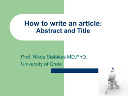 How to write an abstract