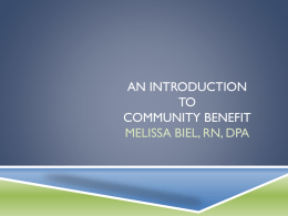 Community Benefit Connect An Introduction to Community Benefit