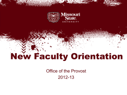 New Faculty Orientation - Missouri State University