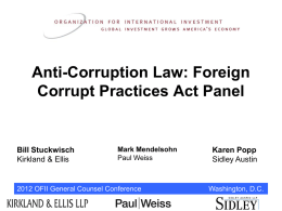 ANTI-CORRUPTION LAW: FOREIGN CORRUPT PRACTICES ACT
