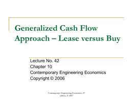 Generalized Cash Flow Approach – Lease versus Buy