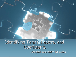 Identifying Terms, Factors, and Coefficients