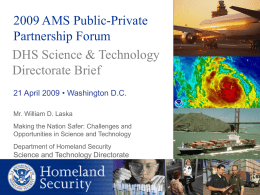 DHS Strategic Goals - American Meteorological Society