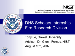 DHS Scholars Internship Fire Research Division