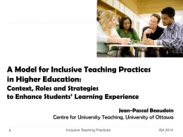 A Model for Inclusive Teaching Practices in Higher