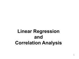 Linear Regression and Correlation Analysis