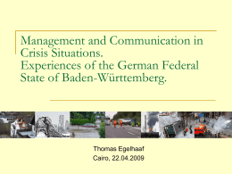 Management and Communication in Crisis situations