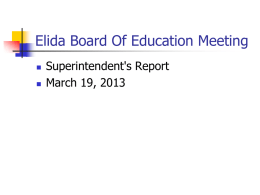 Superintendent’s Report