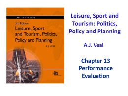 Leisure, Sport and Tourism: Politics, Policy and Planning