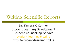 Writing Scientific Reports - Student Learning Development