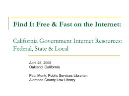 Government Internet Resources: Federal California Bay Area