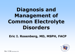 Diagnosis and Management of Electrolyte Abnormalities