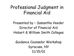 Professional Judgement in Financial Aid