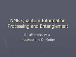 NMR Quantum Information Processing and Entanglement
