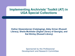 Implementing Archivists’ Toolkit (AT) in UGA Special