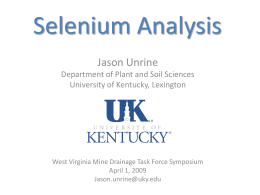 Selenium Analysis - West Virginia Mine Drainage Task Force