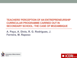 Teachers’ perception of AN Entrepreneurship Curricular
