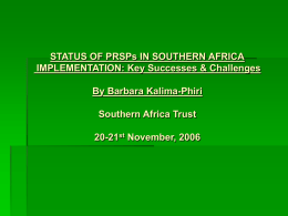 STATUS OF PRSPs IMPLEMENTAION IN SOUTHERN AFRICA