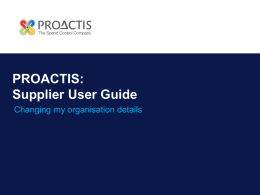PROACTIS: Supplier User Guide