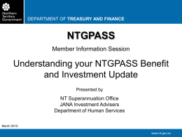 Understanding your NTGPASS Benefit: Presentation March 2015