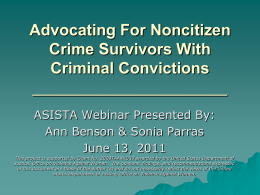 Advocating For Noncitizen Crime Survivors With Criminal