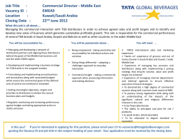 Project Manager - Tata Global Beverages