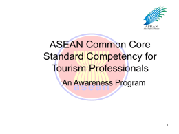 ASEAN Common Core Standard Competency for Tourism …