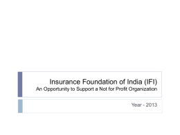 Insurance Foundation of India (IFI)An Opportunity to