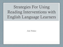 Reading Strategies For ELL’s