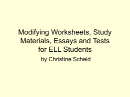 Modifying Worsheets, Study Materials, Essays and Tests for