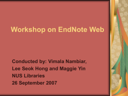 Workshop on EndNote Web
