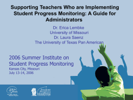 2006 Summer Institute on Student Progress Monitoring