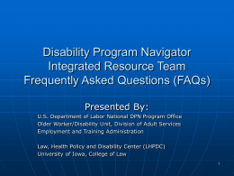 Disability Program Navigator Integrated Resource Team (IRT