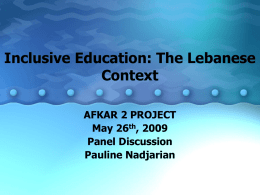 Inclusive Education: The Lebanese Context