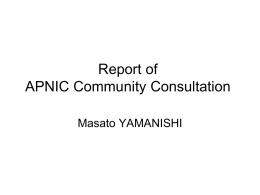 Report of APNIC Community Consultation