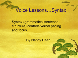 Voice Lessons…Syntax