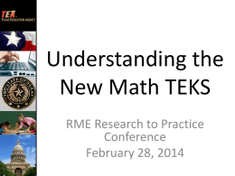 Understanding the New Math TEKS