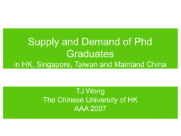 Supply and Demand of Phd Graduates in HK, Singapore