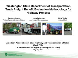 WSDOT Truck Freight Highway Benefit and Economic Impacts