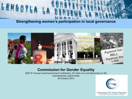 Gender Mainstreaming in the Water Services Sector Overview