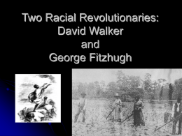Two Racial Revolutionaries: David Walker and George Fitzhugh