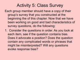 Activity 5: Class Survey - Davidson County Schools